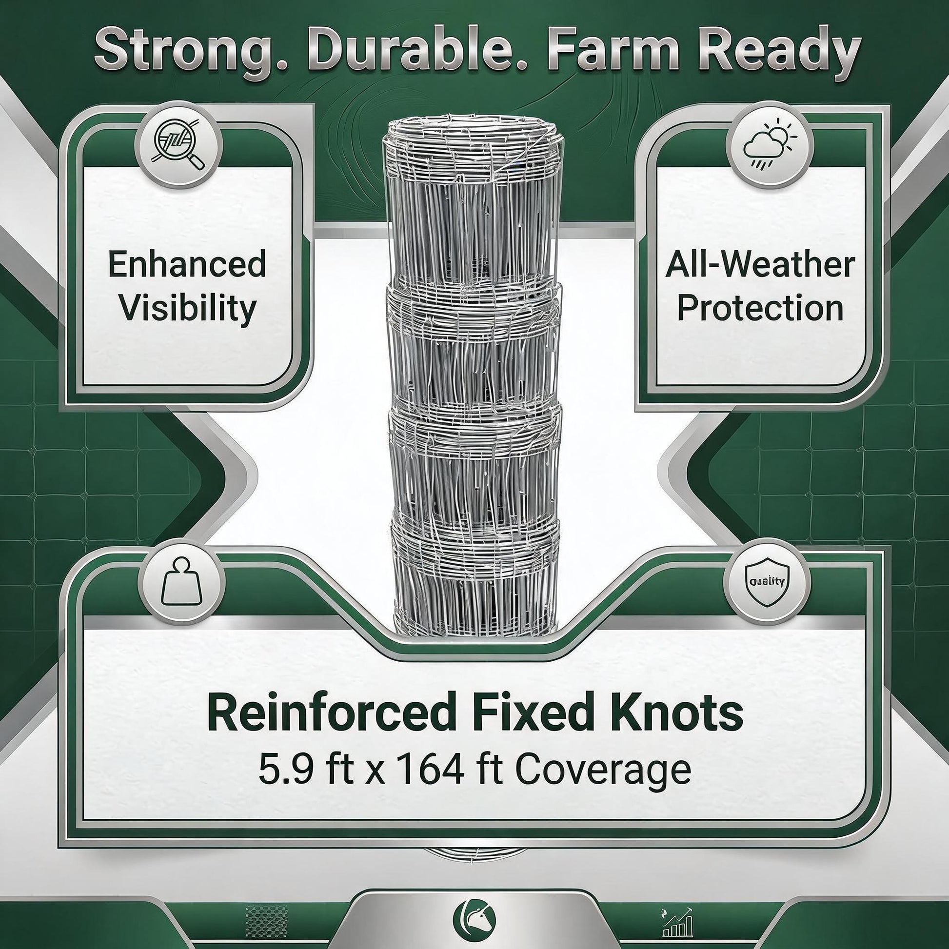 Garvee 5.9ft x 164ft Galvanized Cattle Fence, Fixed Knot Livestock Wire Fence, Heavy Duty Field Fence for Cattle Sheep Pig Deer, Rust Resistant Farm Fence for Pasture Garden