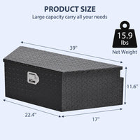 39 Inch Black Diamond Plate Trailer Tongue Box, Waterproof