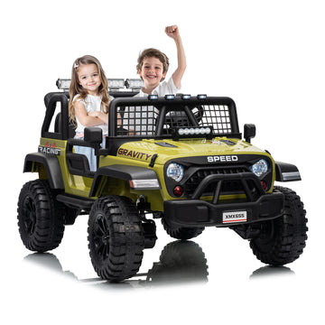 Garvee Ride - P Series: 2 Seater Ride On Car for Kids, 24V Electric Truck with Parent Remote Control, Spring Suspension, 2 Speeds, LED Headlight & Music Player, Kids Electric Vehicle for Aged 3-8 Years