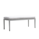 Garvee 47.2 Inch Outdoor Modern Patio Bench, All-Weather Aluminum Dining Bench with Breathable Fabric for Yard, Gray - Gray