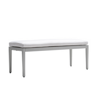 Garvee 47.2 Inch Outdoor Modern Patio Bench, All-Weather Aluminum Dining Bench with Breathable Fabric for Yard, Gray