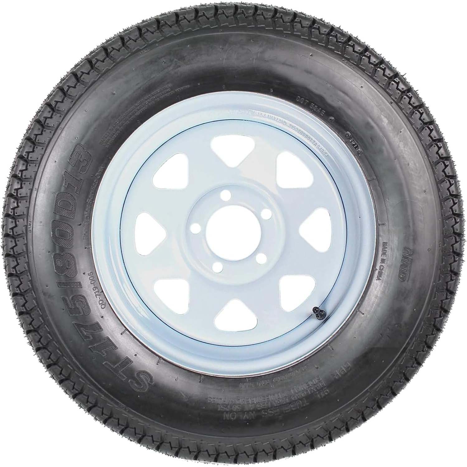 Garvee ST175/80D13 Trailer Tires, 2 Pack, Load Range C 6PLY, 13" White Spoke Rims 5 Lug on 4.5", Max Load 1360 LBS, Durable Bias-Ply All-Season Design for Utility & Boat Trailers