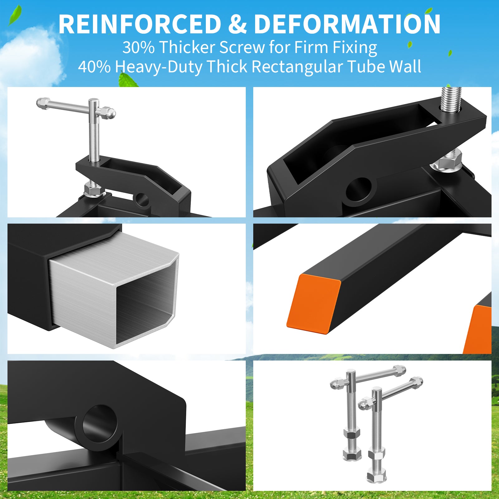 Garvee Pallet Forks Heavy Duty 58" x 31", 4000lbs Capacity, 6 Tines, Adjustable Pull-Out Bolts, Easy Install for Loaders and Skid Steers