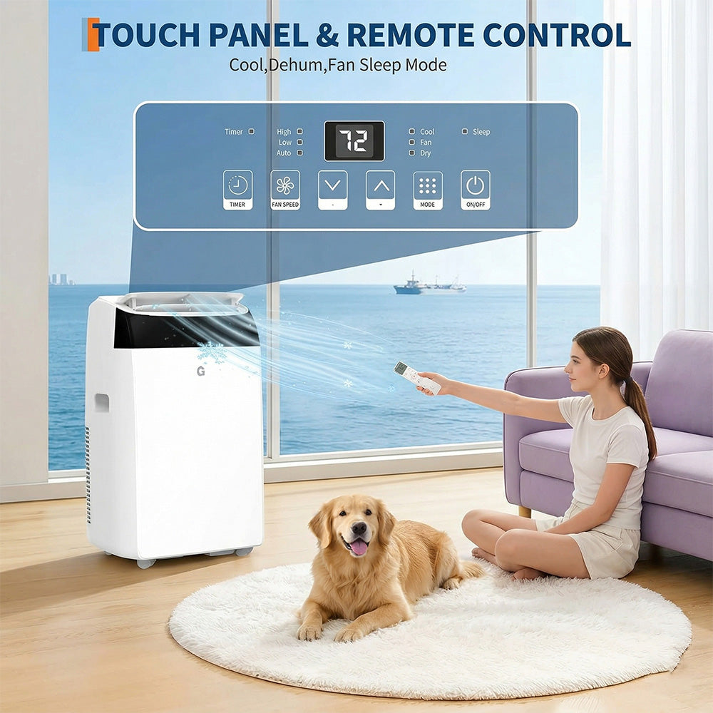 Garvee 14,000 BTU Portable Air Conditioner with Dehumidifier & Fan, Portable AC Units Cools up to 750 Sq. Ft., Remote Control, Auto Swing, Sleep Mode, White Top