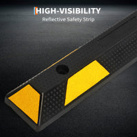 Garvee 72 Inch Heavy Duty Rubber Parking Curb with Yellow & Black Reflective Strips, Non-Slip Surface, Pre-Drilled Holes, Durable Wheel Stopper for Garage Driveways & Parking Lots