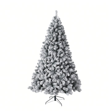 Garvee 7.5ft Pre-Lit Flocked Christmas Tree, Artificial Christmas Tree with Warm White Lights, Realistic Flocked Xmas Tree with Metal Hinges and Foldable Base for Home & Office Decor