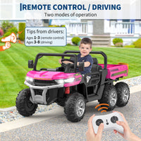 Garvee Ride - P Series: 2-Seater Ride On Car 24V 6X6 Kids Dump Truck with Remote, Battery 6 Wheeler, Electric UTV for 3 Years+, Outdoor Adventure Toy Vehicle Pink