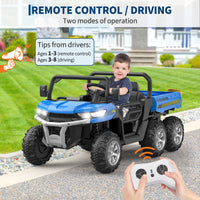Garvee Ride - P Series: 2-Seater Ride on Car,6X6 24V Kids Ride On Dump Truck with Remote Control Electric Utility Vehicles UTV Battery Powered 6 Wheeler, for 3 years and up - Blue