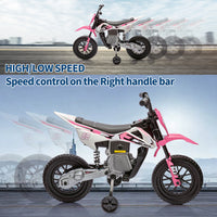 Garvee Ride - P Series: 12V Kids Electric Dirt Bike, 25W*2 Motor, Twist Grip Throttle, Spring Suspension, Training Wheels, Ride-On Toy - Pink