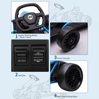 Garvee Ride G Series 24V Go Kart for Kids 8-12, 300W*2 Motors, 9Ah Battery, 8MPH Speed, Music, Horn, 175lbs Max Load - Blue