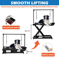 Garvee 50 Inch Electric Dog Grooming Table, Adjustable Heavy Duty X Lift Grooming Table for Large Dogs with Anti-Skid Tabletop,Wireless Remote,Tool Organizer and Arms, Black
