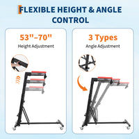 Garvee Foldable Topside Automotive Creeper, 53"-70" Adjustable Height 400lbs Capacity Engine Creeper with Padded Deck & Locking Swivel Casters for Garage Workshop Repair Maintenance, I-Base, Black