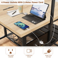 Garvee Kitchen Island with Storage, Bakers Rack with Power Outlet, Island Table for Kitchen,3 Tier Microwave Stand Oven Shelf,Large Coffee Bar Table, Storage Shelf for Kitchen Dining Room Living Room,5 Hooks