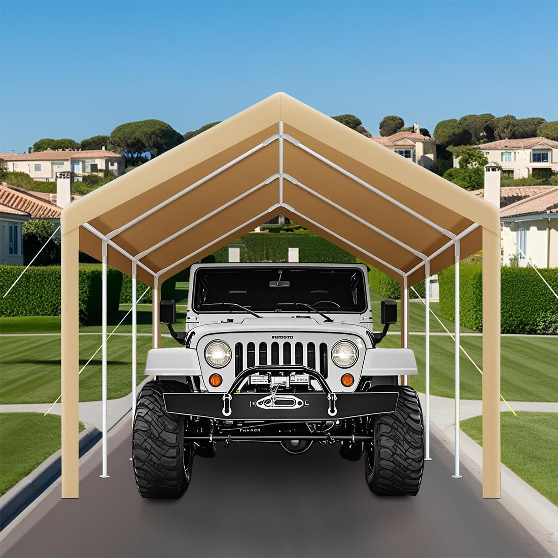 Garvee 10'x20' 160G Heavy-Duty Carport Replacement Cover Waterproof UV Protected for Garage Tent Shelter Outdoor Yellow (Frame Not Included)