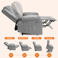 Garvee PU Leather Power Lift Recliner Chair with Massage and Heat, 8-Point Vibration, Adjustable Back and Leg Support, Electric Lift Chair Designed for Mobility Aid Elderly Relaxation, Grey