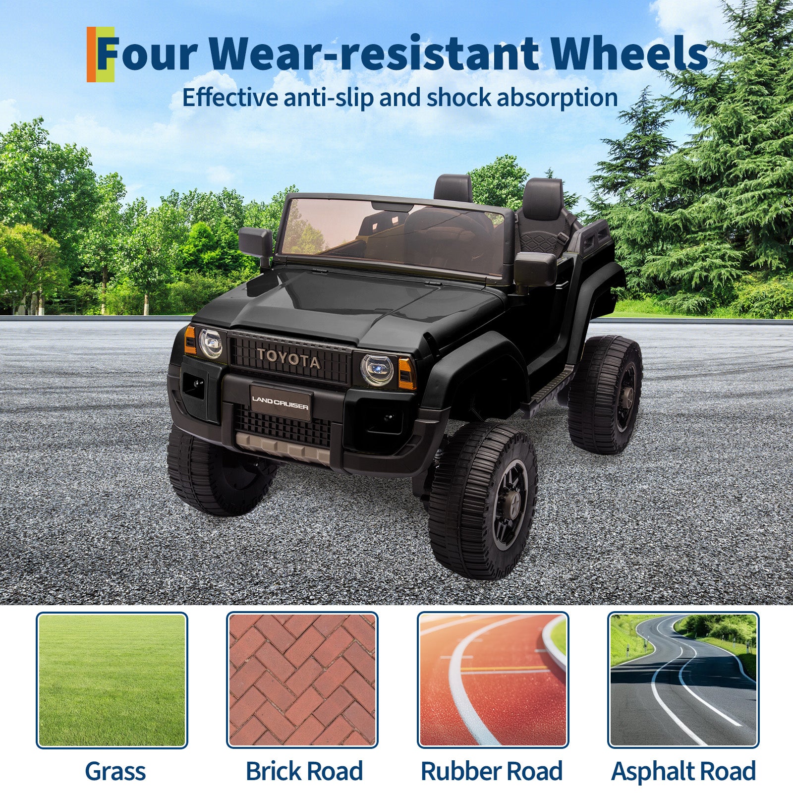 Garvee Ride P Series 24V Kids Electric Ride-On Car w/Parent Remote Control, 4WD/2WD Switch, Bluetooth Music, LED Lights & Shovel – 2-Seater Off-Road Toy for Over 3 Years, ASTM/CPSIA Certified