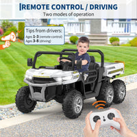 Garvee Ride - P Series: 2-Seater Ride on Car,6X6 24V Kids Ride On Dump Truck with Remote Control Electric Utility Vehicles UTV Battery Powered 6 Wheeler, for 3 years and up - White