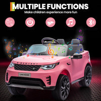 Garvee Ride P Series 12V Kids Ride On Car Land Rover Style Dual Motors 3 Speed Modes 4.5Ah Battery Safety Seatbelt Remote Control Black Outdoor Play - Pink
