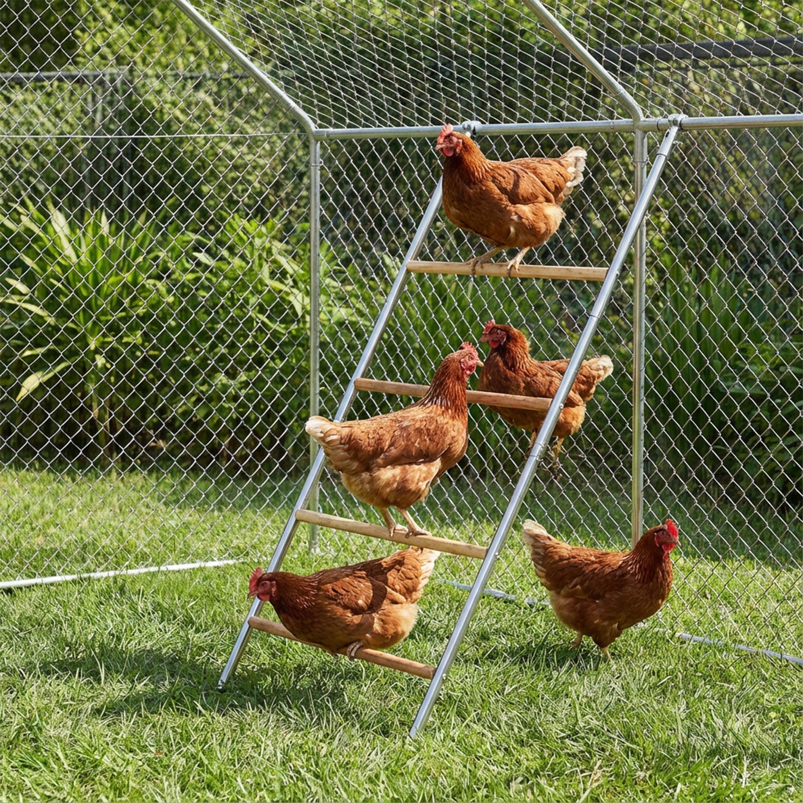 Garvee Professional Farm Chicken Coop System: Extra-Large Walk-In Poultry Run, Roll-Away Nesting Box, Climbing Gym, Cleaning spatula & High-Capacity Feeder - Comfort for 9+ Hens