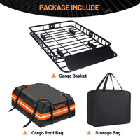 Garvee 51"x36" Universal Rooftop Cargo Carrier Basket – 200lbs Capacity Luggage Rack with Cargo Bag for SUV, Truck & Car