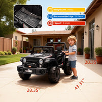Garvee 12V Kids Electric Ride-On Truck – Dual Motors, 3 Speeds, Remote Control, LED Lights, Music, Spring Suspension, Safety Belt, Storage – Battery Powered Off-Road Car Toy for Boys & Girls Ages 2-8, Black