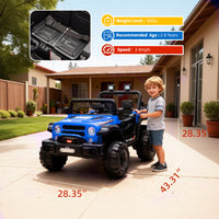Garvee 12V Kids Electric Ride-On Truck – Dual Motors, 3 Speeds, Remote Control, Spring Suspension, LED Lights, Music, Safety Belt, Storage – Battery Powered Off-Road Toy Vehicle for Boys & Girls Ages 2-8, Blue