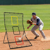 Garvee Back Net for Baseball & Softball - 6x4 ft Pitching and Fielding Rebounder with 3 Goal Zones, Heavy Duty Powder-Coated Steel Frame, Tear-Resistant Netting, Portable Design