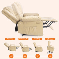 Garvee PU Leather Power Lift Recliner Chair with Massage and Heat, 8-Point Vibration, Adjustable Back and Leg Support, Electric Lift Chair Designed for Mobility Aid Elderly Relaxation, Beige