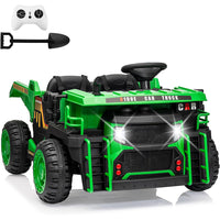 Garvee Ride - P Series: 24V Ride On Dump Truck, 2 Seater Electric Cars for Kids with Remote Control, Dump Bed, Shovel, Music, Led, Wheel Shock Absorption,Ride On Construction Vehicle Four- for Kids 3+,Green