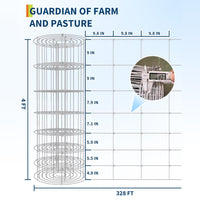 Garvee Heavy Duty 9GA Cattle Fence 4x328 FT - Thick Galvanized Steel w/Reinforced Joints for Livestock Farm Horse Protection