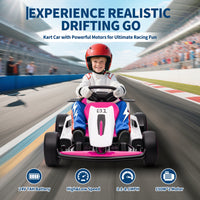 Garvee Ride - G Series: 6+,24V Drift Kart with 2X150W Strong Motor, 7AH Big Battery, Electric Pedals, Electric Go Kart Outdoor Race Toy - Pink