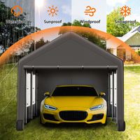 Garvee 10' X 20' Heavy-Duty Portable Garage - Galvanized Steel Frame, All-Season UV/Water Resistant Shelter with Ventilated Roll-Up Windows (Grey)