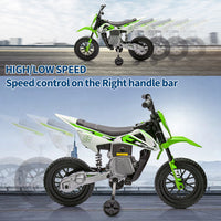 Garvee Ride - P Series: 12V Kids Electric Dirt Bike, 25W*2 Motor, Twist Grip Throttle, Spring Suspension, Training Wheels, Ride-On Toy - Green