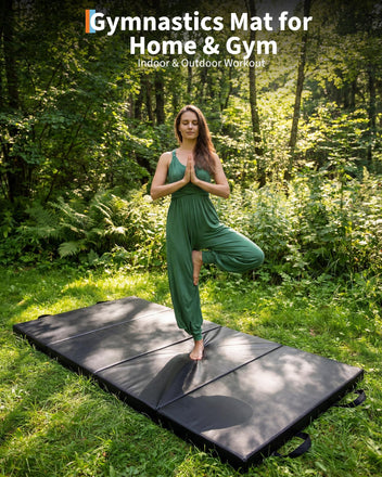 Garvee 6' x 3' x 2" Folding Gymnastics Mat — Tri‑Fold, High‑Density EPE Foam, Waterproof PVC Cover, Carry Handles & Compact Storage (Home Gym / Yoga / Tumbling)