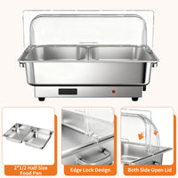 Garvee Electric Chafing Dish Set – 2 x 9.5QT Stainless Steel Buffet Servers – Roll Top Transparent Lids – Adjustable Temperature Control – Ideal for Catering, Parties, Home
