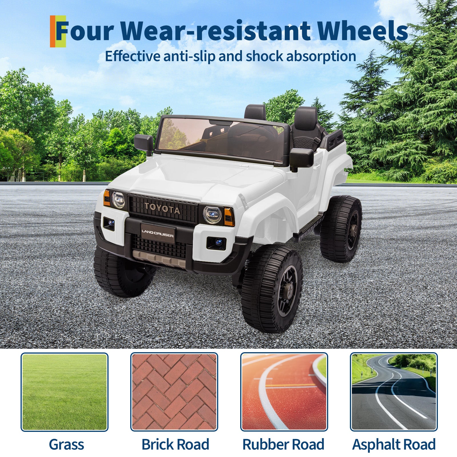 Garvee Ride P Series  24V Kids Electric Ride-On Car w/Parent Remote Control, 4WD/2WD Switch, Bluetooth Music, LED Lights & Shovel – 2-Seater Off-Road Toy for Over 3 Years, ASTM/CPSIA Certified