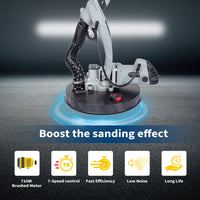 Garvee Drywall Sander, 710W Electric Sander Tool with Variable Speed 800-1700RPM, 6.6ft Dust Hose with LED Light, Extendable & Foldable Handle, 6 Pcs Sanding Discs, Carrying Bag