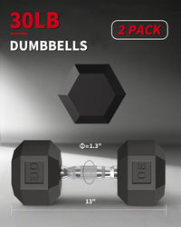 Garvee 30 LB Hex Dumbbell Set of 2 with Cast Iron Core, Rubber Encased Coating and Textured Carbon Steel Handle for Home Gym Strength Training