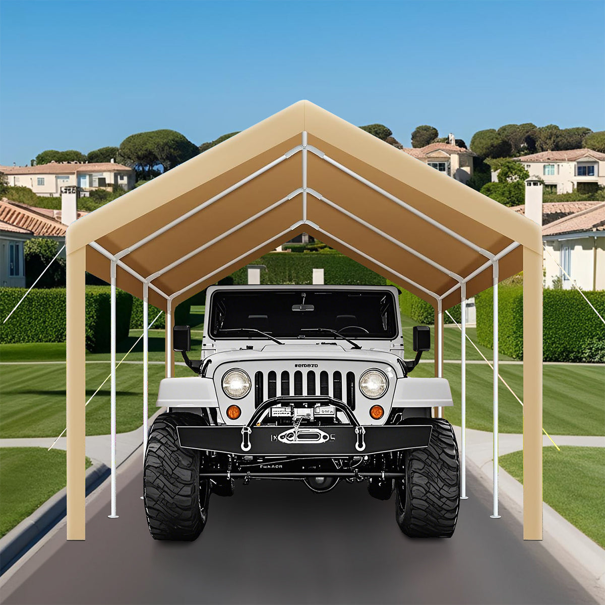 Garvee 13'x20' 160G Heavy-Duty Carport Replacement Cover Waterproof UV Protected for Garage Tent Shelter Outdoor Yellow (Frame Not Included)