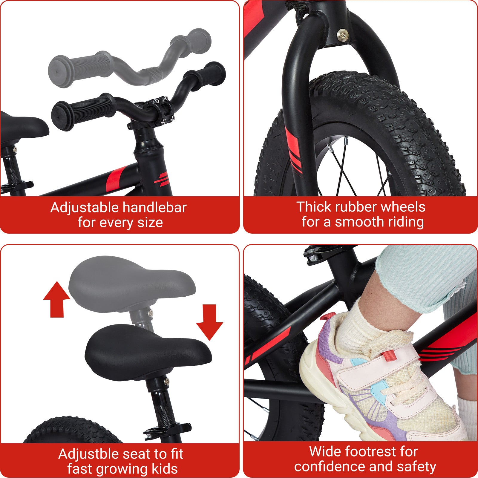 Garvee Balance Bike Lightweight Toddler Bike for 2-6 Year Old Boys and Girls - No Pedal, Adjustable Handlebar and Seat, Aluminium, EVA Tires - Black