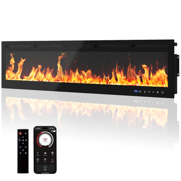Garvee 80 Inch Electric Fireplace Wall Heater with 12 Flame Effects, Remote & Touch Control, Tempered Glass, Dual Heat Modes, WiFi Enabled, Bedroom & Living Room