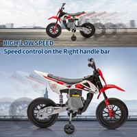 Garvee Ride - P Series: 12V Kids Electric Dirt Bike, 25W*2 Motor, Twist Grip Throttle, Spring Suspension, Training Wheels, Ride-On Toy - Red