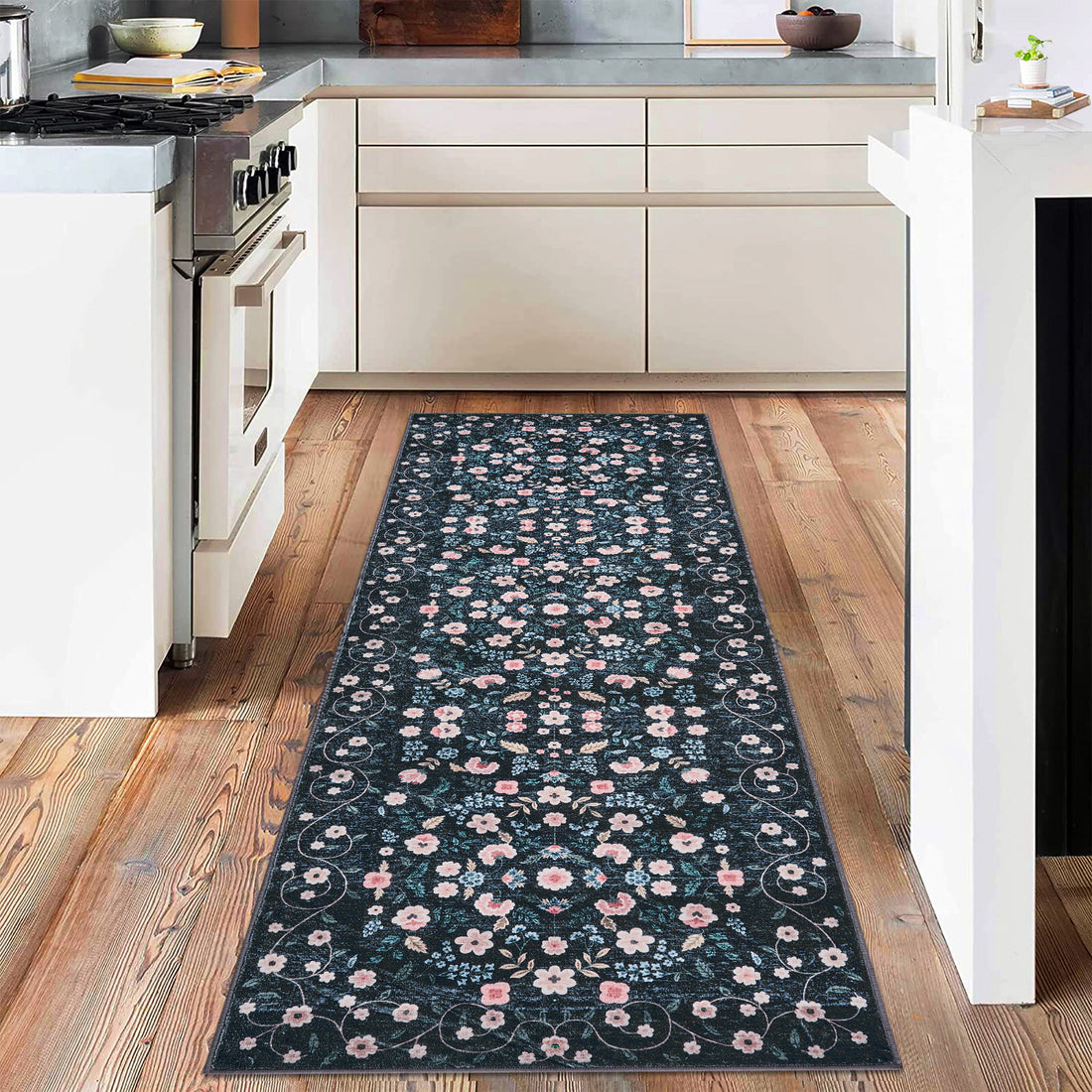 Garvee Area Rugs Washable Floral Rugs for Living Room Non Slip Low Pile Carpet for Office Bedroom Kids Room Bedside