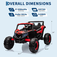 Garvee Ride - P Series: 24V Ride-On UTV: Remote Control, 200W Motor, Spring Suspension, Music, LED Lights, for Boys & Girls - Red