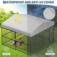 Garvee Large Outdoor Dog Kennel, Heavy Duty Dog Cage with Roof, Dog Kennel Galvanized Iron Dog House with Safety Locks, UV & Water Resistant Proof Cover, for Garden Backyard(10x10x6ft)