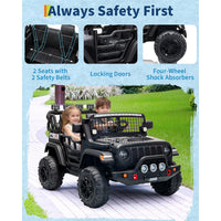 Garvee 24V Ride on Toys for Big Kids, 2-Seater Electric Ride on Car Truck with Remote Control, Four-Wheel Shock Absorbers, 4 Mph Max Speed, Music, LED Lights for Boys Girls, Black
