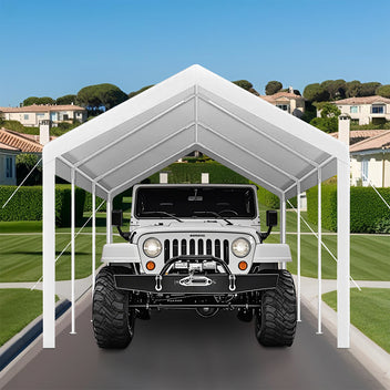 Garvee 10'x20' Heavy-Duty Carport Replacement Cover Waterproof UV Protected Top for Garage Tent Shelter White (Frame Not Included)