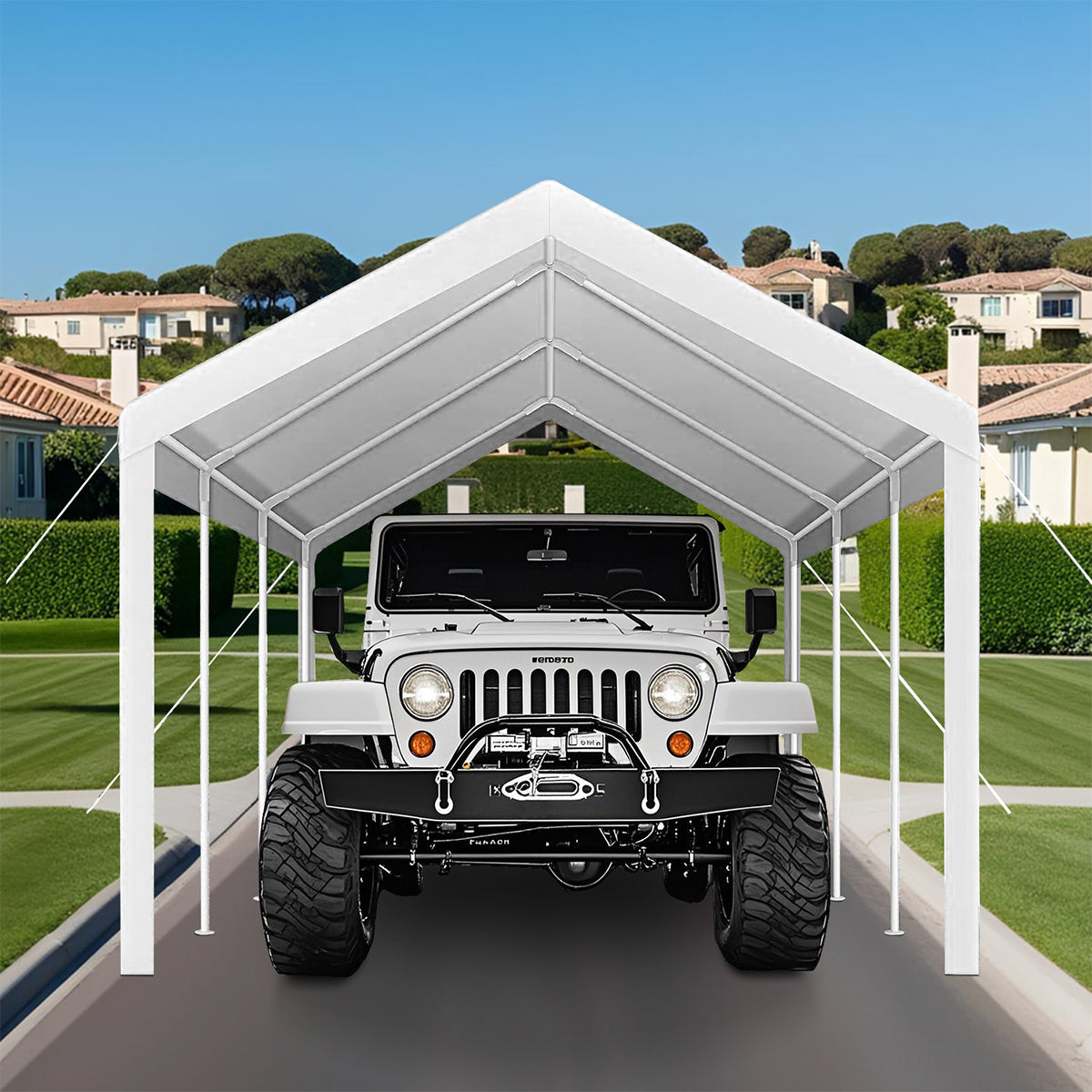 Garvee 13'x20' 160G Heavy-Duty Carport Replacement Cover Waterproof UV Protected for Garage Tent Shelter Outdoor White (Frame Not Included)