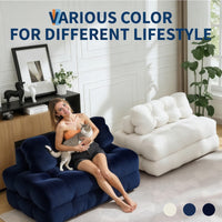 Garvee Folding Sofa Bed, 3-in-1 Convertible Sleeper Chair with Pillow, Double Futon Couch Bed with Back Support, Portable Fold Out Chair Bed Comfy Floor Sofa Lounge for Living Room Bedroom, Navy Blue