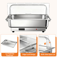 Garvee 9.5QT(1×1/1Pan)Electric Chafing Dish Set with Temperature Control , Stainless Steel Buffet Servers and Warmers, for Catering